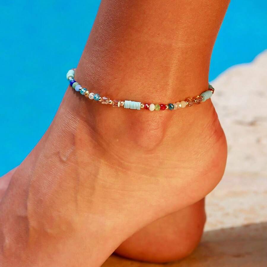 Bohemian Simple Fashion Handmade Beach Anklet Bracelet Women Jewelry - Personality Contrast Color Beaded Jewelry - 彩色 - 查看 1