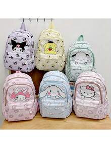 Sanrio Characters Pattern Design Backpack, Leisure Travel Backpack, Sweet College-Style Women's Backpack School Bag Bookbag
