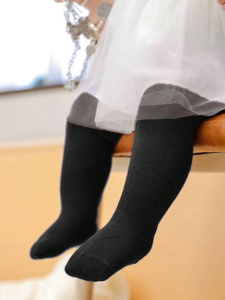 1 Quần tất bó sát liền thân cho trẻ sơ sinh và trẻ mới biết đi, quần legging đơn giản cho bé gái từ 0-4 tuổi - màu đen - Xem 1