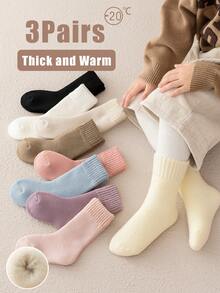 3 Pairs Kids Winter Socks, Thick Warm Thermal Lined Socks For Boys Girls Students, Halloween Gift, Thick Baby Floor Socks, Fuzzy Socks, Sleeping Socks, Christmas New Year Gift