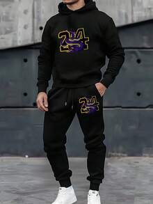 24 Dragon Mens Black Hoodie Tracksuit Set For Casual Streetwear Fitness And Loungewear - Đen 25 - Xem 1