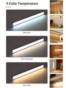 1pc Motion Sensor Wireless LED Light, 3 Color Modes, USB Rechargeable Lamp, Ultra-Thin Smart Sensor Light, LED Cabinet Wardrobe Light With Charging Cable, Suitable For Cabinet, Bedroom, Stairs Lighting, Bedroom Decor, Cabinet Lamp, Room Decor, Christmas - LED Ultra-thin Sensor Light - View 11