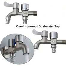 1 pieza Grifo de acero inoxidable de doble uso, para lavadora y entrada de agua al aire libre, duradero y fácil de instalar