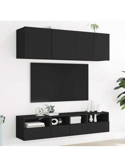 VidaXL TV Wand Unit 40x30x30 Cm, Finished Wood, Zwart view 4