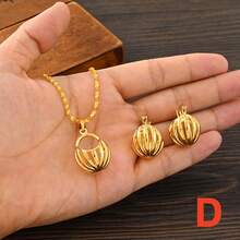 1 Set Golden Color Hollow Jewelry Set, Classic Earrings & Necklace 2 Pieces Set, Minimalist Cute Geometric Set, African Arabic European & American Women Jewelry Gift, Holiday Party Wedding Engagement Gift