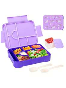 1 cutie Bento sigilată portabilă, cutie pentru fructe, cutie pentru salată, cutie de prânz pentru cuptorul cu microunde pentru serviciu, cutie de prânz la pachet, cutie de prânz de mare capacitate cu furculiță și lingură, cutie pătrată divizată pentru legume