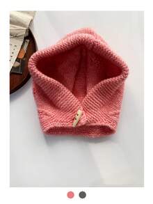 1 chiếc mũ len Balaclava trùm đầu cho nữ, chu vi đầu cực lớn, giữ ấm tai, khăn trùm cổ cho mùa thu đông, mũ len mềm mại thời trang - Nhiều màu - Xem 4