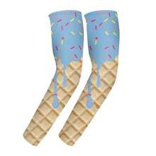 夏季户外防紫外线臂套，透气运动冰袖，可爱冰淇淋和蛋糕设计，男女适用，骑行臂套 - 彩色 - 查看 15