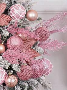 12 pièces Tiges de cèdre rose pailleté de Noël, pics floraux de Noël en branches de cèdre artificielles roses. Pour ornements d'arbre de Noël, remplissage, couronnes de Noël DIY, artisanat, guirlandes, fêtes, mariages et décoration de la maison
