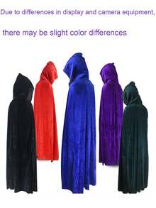 男女通用全长连帽斗篷，天鹅绒斗篷，适合万圣节服装、中世纪万圣节服装、长袍 - 彩色 - 查看 9
