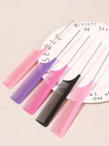 1/5 Pezzi/Set di Pettini a Coda di Acciaio Colorati Misti, Pettine Professionale per Acconciature, Resistente al Calore, Anti-Statico per Arricciatura, Adatto per Tutti i Tipi di Capelli, Unisex, Utilizzabile per Pettinatura alla Radice, Arricciatura, Aumento del Volume dei Capelli, Adatto per Uso Domestico e Saloni di Bellezza