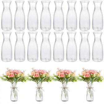 1/2/5/8/10 stuks gestreepte plastic vaas, heldere glazen bloemenvaas, geschikt voor bloemstukken en decoratieve displays, toepasbaar op tafel, bruiloften, huisfeesten, feestdagen en woondecoratie