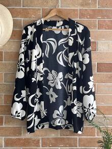 Cardigan Kimono Blazer Beach Cover-Up Duna Shirt Plaid Fashion - In đen 1 - Xem 1