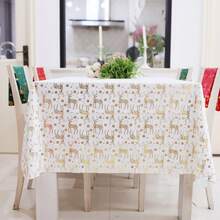 1 Piece Tablecloth Foil Print Christmas Snowflake Stag 59*59inch/59*102.36inch/59*120inch Golden Glow Fabric Holiday Brunch Potluck Family Gatherings Or Romantic Dinner Parties Themed Events Xmas Home Styling Even Photo Backdrops Festival Market