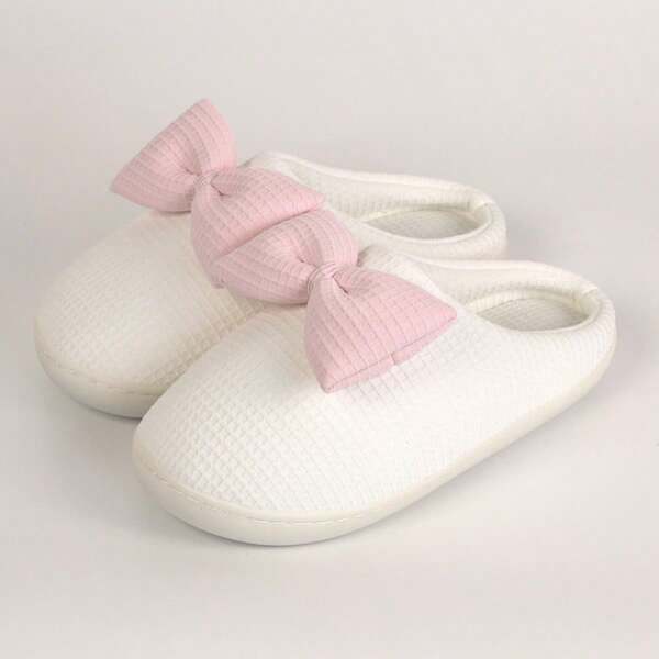 Bow-Knot Cozy Fabric Bow Slippers, Non-Slip & Warm Indoor Home Shoes, Autumn/Winter