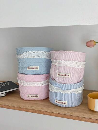 1 Peça Cesta de Maquiagem Acolchoada com Estampa Floral em Formato de Coração, Cesta de Cosméticos, Organizador de Armazenamento de Cuidados com a Pele, Cesta de Armazenamento Multiuso, Organizador de Mesa, Caixa de Armazenamento de Lanches de Escritório, Organizador de Fraldas de Bebê e Brinquedos, Bolsa Organizadora de Pequenos Itens para Casamento, Damas de Honra, Presentes para Mães, Aniversários, Amigos e Professores, Decoração Doméstica, Presente de Natal