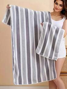 8-delat presentset med handdukar, mjuka randiga bad- och ansiktshanddukar för hem och badrum, mycket absorberande och snabbtorkande, höstdekor, hem- och badrumsdekor, skolstart för skönhetssalong och hem - Multifärgad - Visa 2