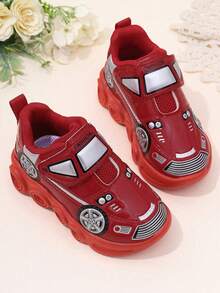 幼儿男童发光运动鞋秋季儿童汽车卡通休闲百搭跑步鞋软底幼儿鞋可爱公主闪光鞋 - 紅色 - 查看 6