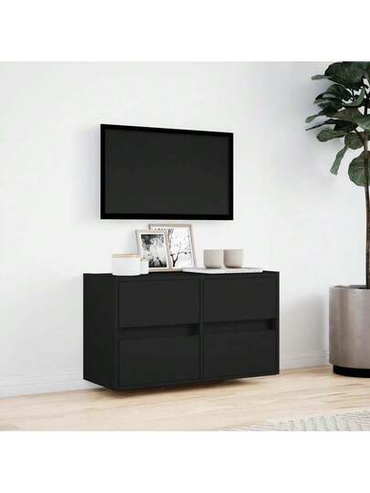 VidaXL TV Wand Unit LED Lighting 80x31x45 Cm Zwart view 4