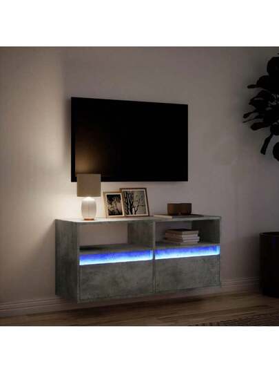 VidaXL TV Wand Unit LED Lighting 100x31x45 Cm Concrete Grijs view 5