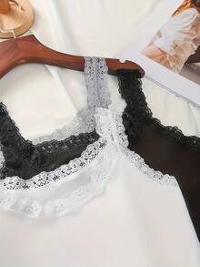 6pcs/Set Women Solid Color Lace Trim Decor Crew Neck Sleeveless Tank Top Vest Camisole - 彩色 - 查看 5
