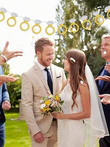 Décoration de fanion de bague de strass pour fond de fête de mariage, décoration de célébration de cérémonie de mariage, jeunes mariés heureux