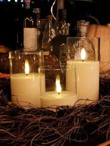 3pcs Decorative Lights, LED Atmosphere Night Lights, White Candle Lights With Remote Control, For Home Decor, Party Decor, Birthday Party, Outdoor Decor, Wedding Decor, Bedroom, Study, Reading Room, School, Restaurant, Bar, Cafe, Suitable For Halloween, Thanksgiving, Christmas, Valentine's Day, Mother's Day, Father's Day, Can Be Used As Holiday Gifts, Birthday Gifts, Wedding Gifts