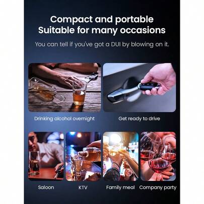 Alcohol Tester With HD LCD Display - Fast & Accurate, Rechargeable