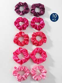 10pcs/Pack Assorted Color Fabric Scrunchies, Stretchy Hair Ties, Versatile Hair Accessories Suitable For All Seasons - Multicolor - View 19