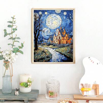 1pc Adult DIY Diamond Painting Kit, Fairy Castle Pattern, Adult Painting Set, Suitable For Home Wall Decor, Craft For Adult Beginners, Adult Paint By Numbers, 5D Diamond Painting Kit, Ideal Gift For Friends And Family On Valentine's Day, Halloween And Christmas