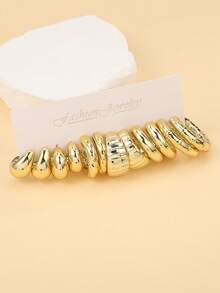 6-18 Pairs Fashionable Gold Plated Plastic Geometric Earring Set, Skin-Friendly, Minimalist Design, Suitable For Women's Daily Wear - Yellow Gold - View 12