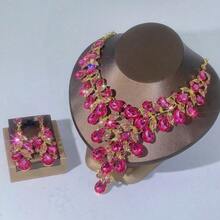 1 Set Elegant Women's Jewelry Set, Necklace Earrings 3 Pieces Set, Rhinestone Encrusted, Fashionable Luxury Jewelry Set, Suitable For Bride, Wedding, Banquet, Formal Occasions