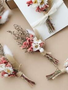 12 Pcs Boho Dried Flower Bouquet Mini Wedding Handmade Dry Flowers Decor For Vase Crafts DIY Photo Boutonniere For Men Floral Plant For Bridesmaid Gift Birthday Decor And Autumn Decor Items