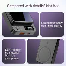 5000/10000mAh 磁吸无线移动电源 22.5W/15W 快速充电 (USB/Type-C) 便携式充电器 数字显示 兼容 15 Pro/14 Max/13/12 系列 小巧便携应急备用移动电源 适用于户外旅行 - 白色 - 查看 9