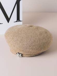 1pc Vintage Inspired Casual Beret Hat With Rhinestones, Flattering Fit, Suitable For Autumn/Winter, Valentine's Day - Multicolor - View 10