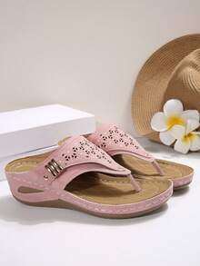 SHUZIA Women's Solid Color Open Toe Flat Sandals Summer Shoes Spring Shoes Spring Break Easter Vacation Shoes Casual Shoes Beach Shoes Mother's Day Present