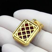 18-36"MEN Stainless Steel 3mm Silver/Gold Plated Box Chain Rhinestone Pendant - Gold+Red Gemstone - View 4