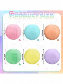 1/3/6 件马卡龙色纸灯笼婚礼装饰套装，适用于乡村婚礼、新娘送礼会、生日、毕业派对、吊灯罩、夏季道具、周年纪念、婚礼、情人节、庭院装饰 - 馬卡龍套裝 - 查看 9