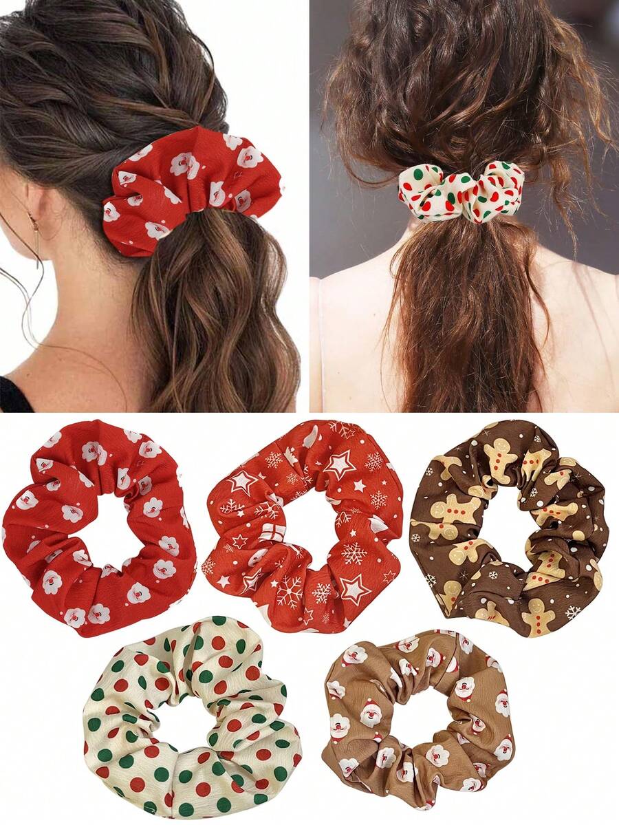 Christmas Hair Tie - Santa, Reindeer, Snowman, Tree Designs - Pastel & Vibrant Colors - Hair Scrunchie For Women, - Holiday Party, Everyday Hairstyles - Festive Hair Accessories Gift, Christmas Hair Accessories, Christmas Themed Hairpiece, Soft Fabric Scrunchie,Children's Christmas Hair Accessories Scrunchie Headdress Hair Accessories Christmas Accessories Holiday Gift Hair Band,Gifts,Travel,Gifts For Women,Hair Stuff,Stocking Stuffers