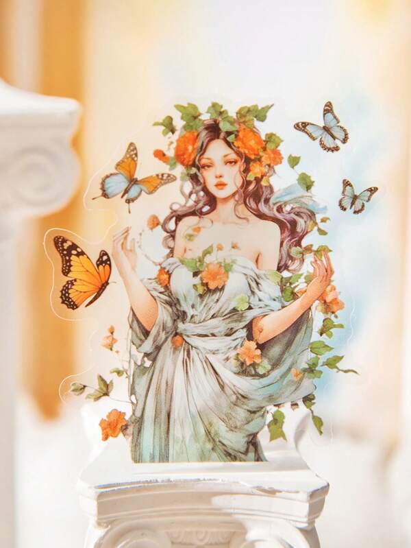 Pacote com 15 adesivos de paisagem com tema mitológico, série deusa europeia, adequado para presentes, escritório, casa, marcação, etiquetas, salas de aula, brinquedos de entretenimento, diários de estudantes, adesivos criativos de decoração retrô faça você mesmo