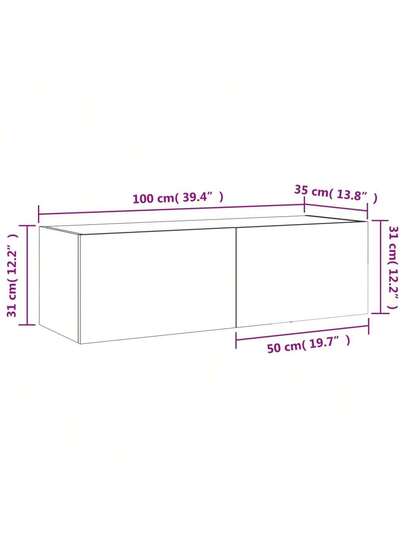 VidaXL TV Wand Unit LED Lighting 100x35x31 Cm Concrete Grijs view 2