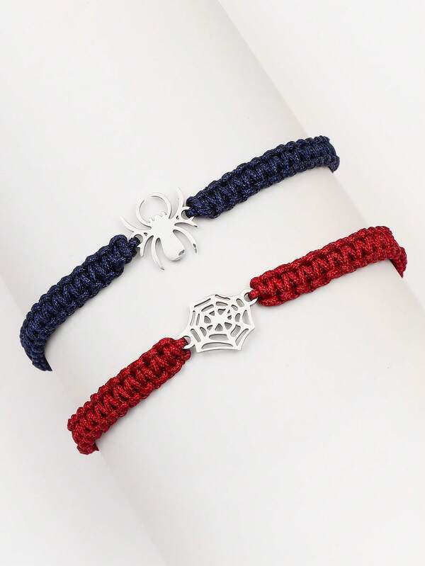 Handmade Punk Style Spider & Spider Web Decor Design Bracelet, Suitable For Women's Daily Outfit
