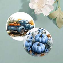 6 piezas/set o 420 piezas/70 sets Posavasos con estampado de hojas florales y calabazas de otoño, de 10 cm/2 mm de grosor con base de goma suave absorbente y redonda, con respaldo de goma suave, posavasos decorativos adecuados para tazas, decoración del hogar, cocina y mesa de comedor