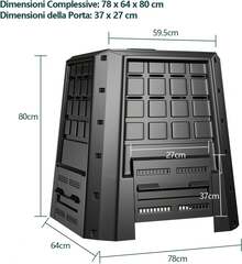 380L Garden Composter Container with Front Access Ideal for Garden and Kitchen Waste