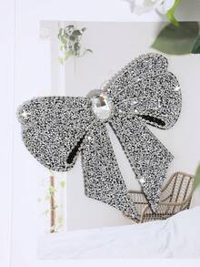 1pc Women's Fashion Sparkling Crystal Rhinestone Decor Bow Brooch Pin, Suitable For Party, Holiday Gift, Stage Performance, Hosting, Wedding Matching