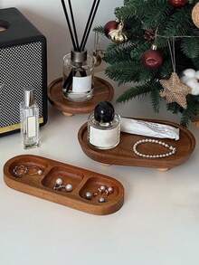 1 pièce Plateau à bijoux en bois vintage, support à parfum, organisateur de rangement pour aromathérapie et cosmétiques, plateau en bois pour bibelots, clés, desserts, accessoires photo, bac d'entrée