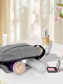 1Pc Travel Canvas Electronic Digital Dust-Proof Cosmetic Bags Wash Handbag Makeup Necessities Case Storage Pouch Travel Essentials For Holiday Vacation Bag For School Makeup Bag Cruise Essentials Toiletry Bag For Women