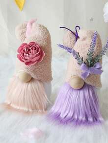 2件/1件 11.81英寸圣诞派对用品无脸娃娃，浪漫薰衣草花朵图案，可爱家居装饰摆件，适合春节、桌面橱窗中心装饰、生日纪念品、家居装饰 - 彩色 - 查看 8