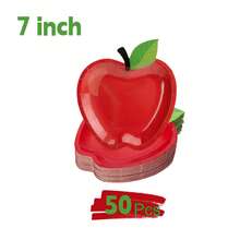 20/50 Stücke mittelgroße und große Apfel-förmige Pappteller, Weihnachtsparty Teller, Einschulung Pappteller, rote Apfel Party Teller Einwegteller und Geschirr für Einschulungsfeier, Abschlussfeier, Weihnachtsparty Dekorationen 7inch+9inch