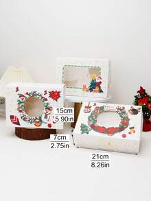 5 Stück/10 Stück Weihnachten mit transparenten Schaufenstern, Weihnachts-Gebäckbox, Keksdose, kreative Torte, Brot und Muffin, Weihnachtsgeschenkverpackung, Weihnachtsdekoration, Weihnachtspyjamas, Weihnachtsgeschenke, Weihnachtsdekoration - klein - Übersicht 10